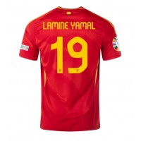 Camisa de Futebol Espanha Lamine Yamal #19 Equipamento Principal Europeu 2024 Manga Curta